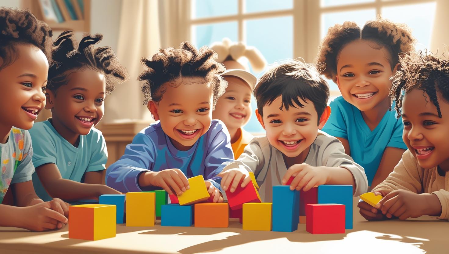 Children playing with blocks - an integral part of preschool learning